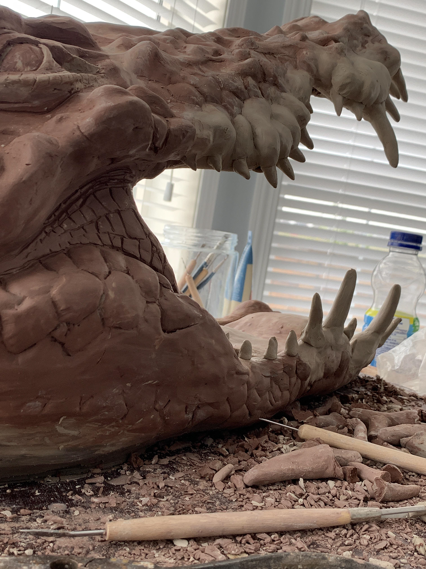 saltwater crocodile croc gator Mouth agape open teeth deadly Apex predator clay sculpture sculpting  clay airdryclay reptile