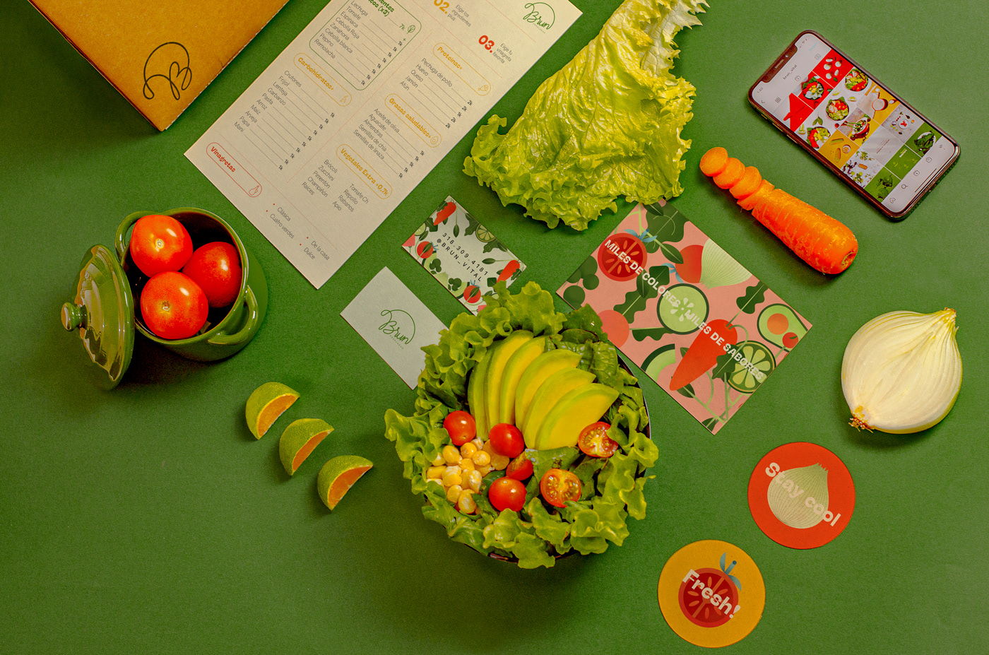 art direction  branding  colorful Food  fresh identity ILLUSTRATION  lettering logo salad