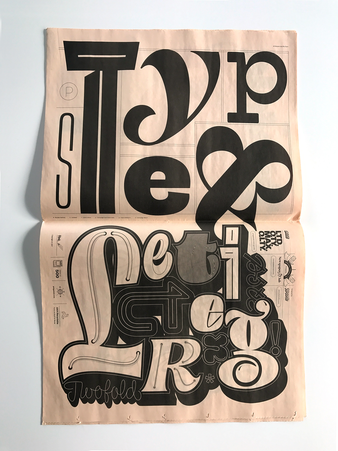 type fonts lettering Custom newspaper print