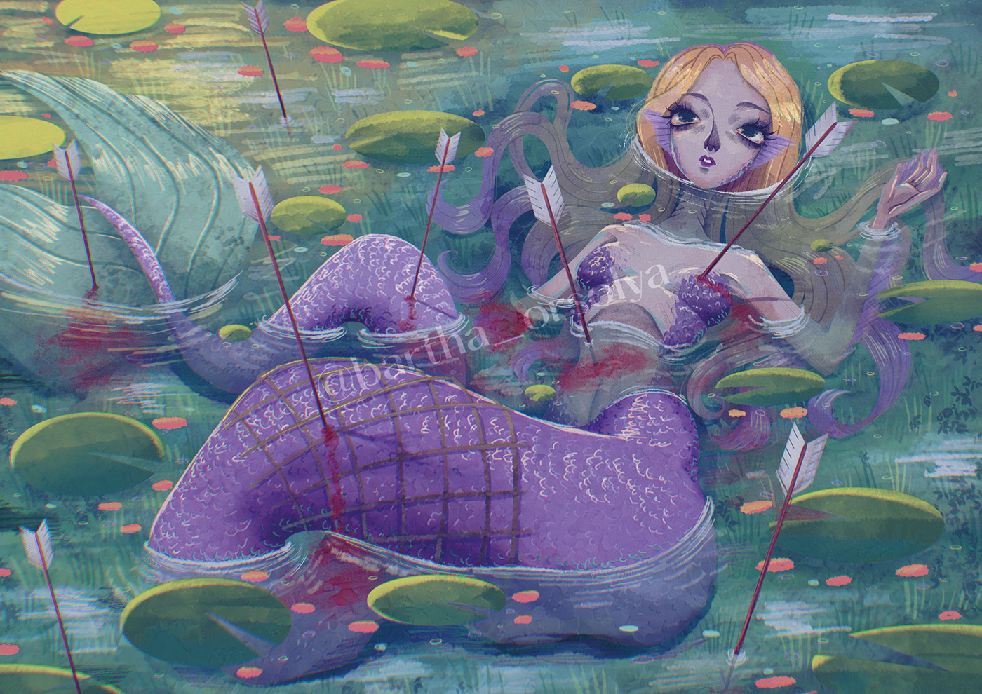 mermaid ILLUSTRATION  Character design  stylized digital illustration Procreate lake water The Little Mermaid