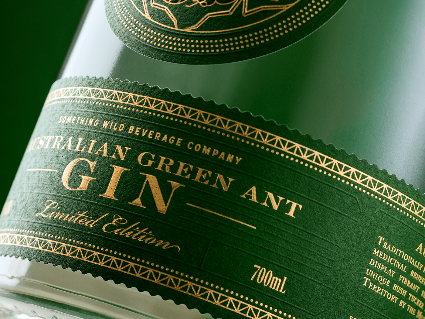 indigenous gin Packaging Australia ant green alcohol Spirits foil emboss