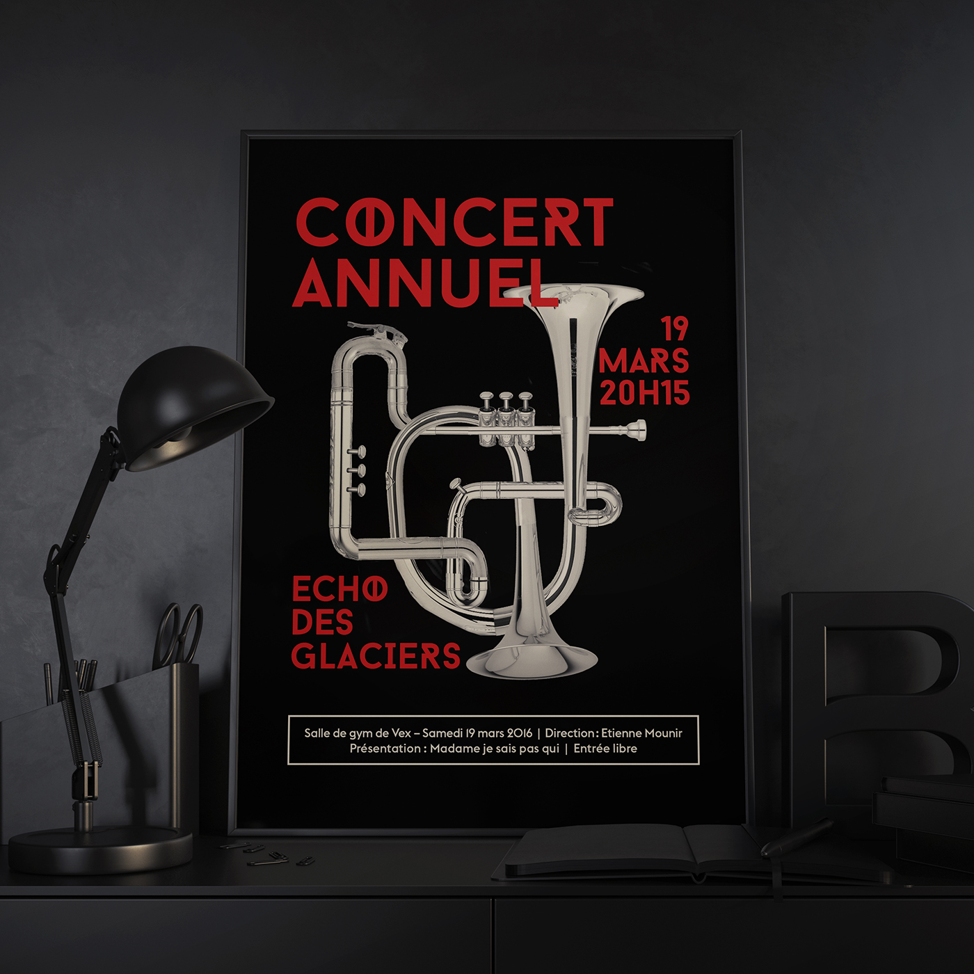 Musique BrassBand night concert inspiration design graphisme idea typo instrument notes graphicdesign