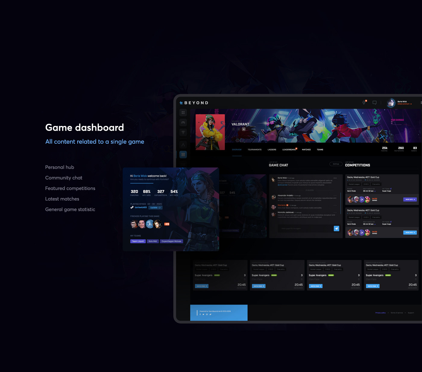 battleroyale competitive dashboard esports Gaming Matchmaking Platform UI ragebite ux