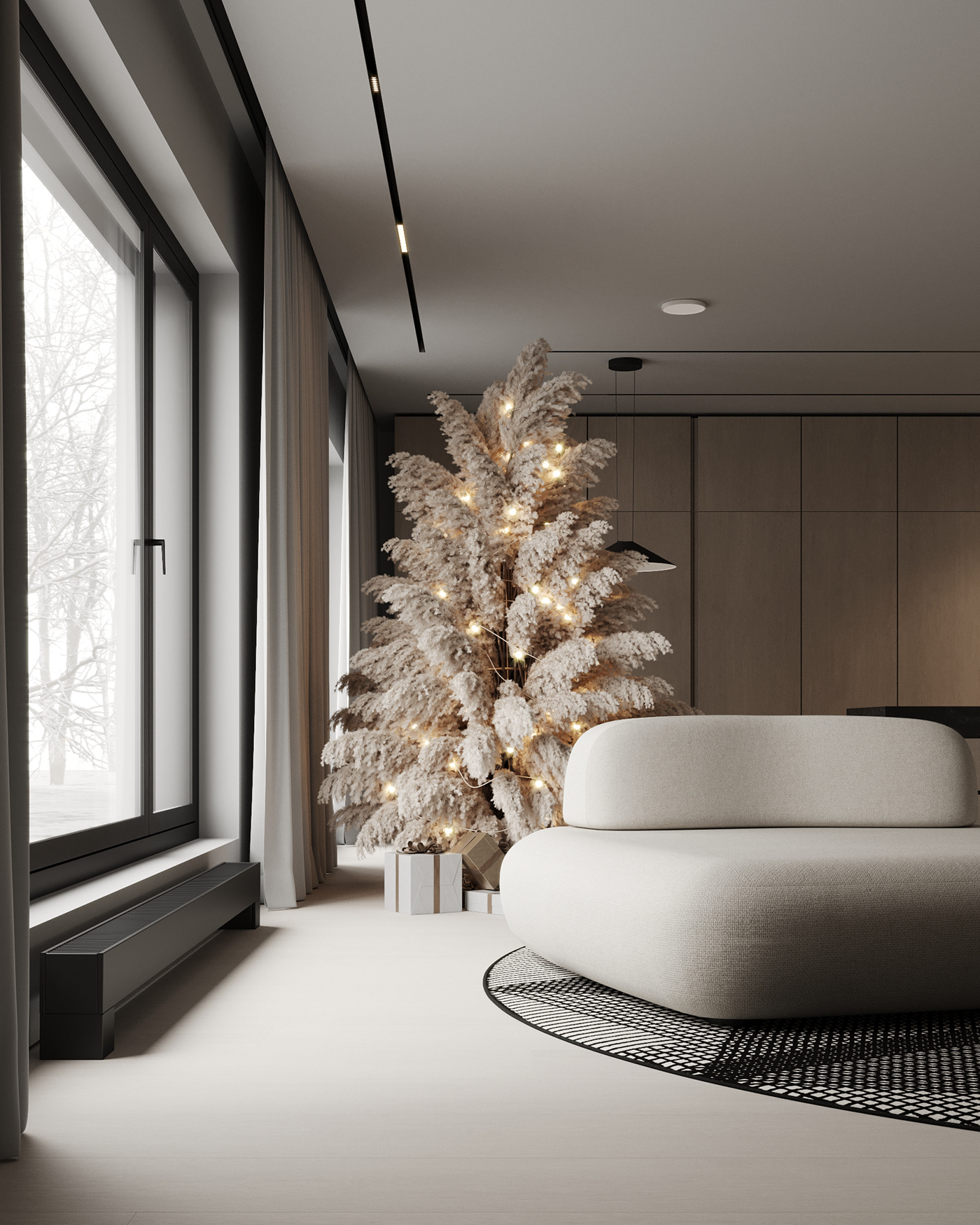 3D 3ds max archviz Christmas design interior home modern Render Tree  visualization