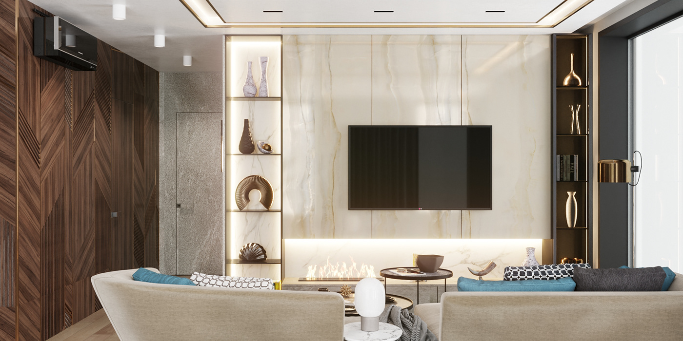 apartment artdeco badroom bathroom CGI corona render  hallway interior design  kitchen luxury
