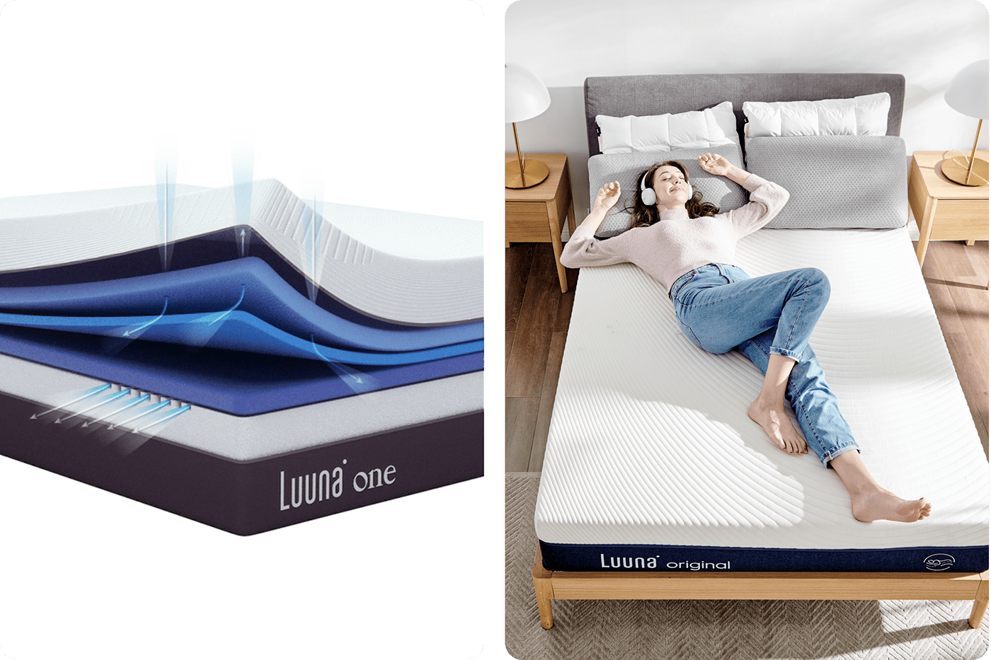 mattress Luuna brand Brand Development product development sleep stress rest branding  brand identity