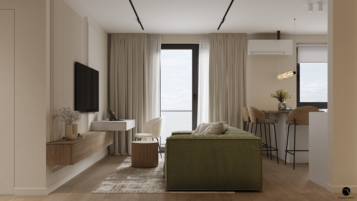 interior design  living room CGI Render modern neoclassic