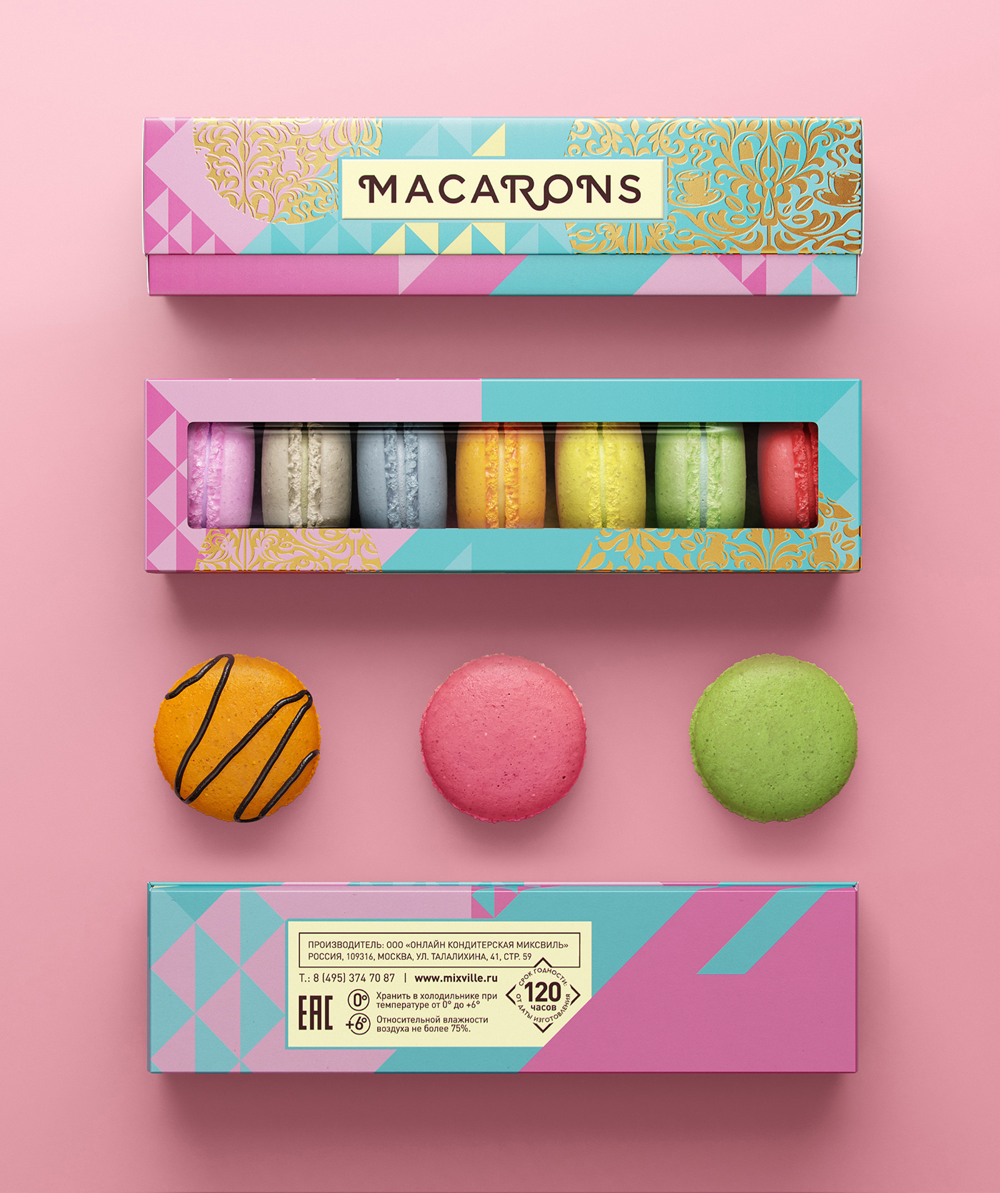 box macarons chocolate Sweets cookies Food  pattern Pack geometric flavour