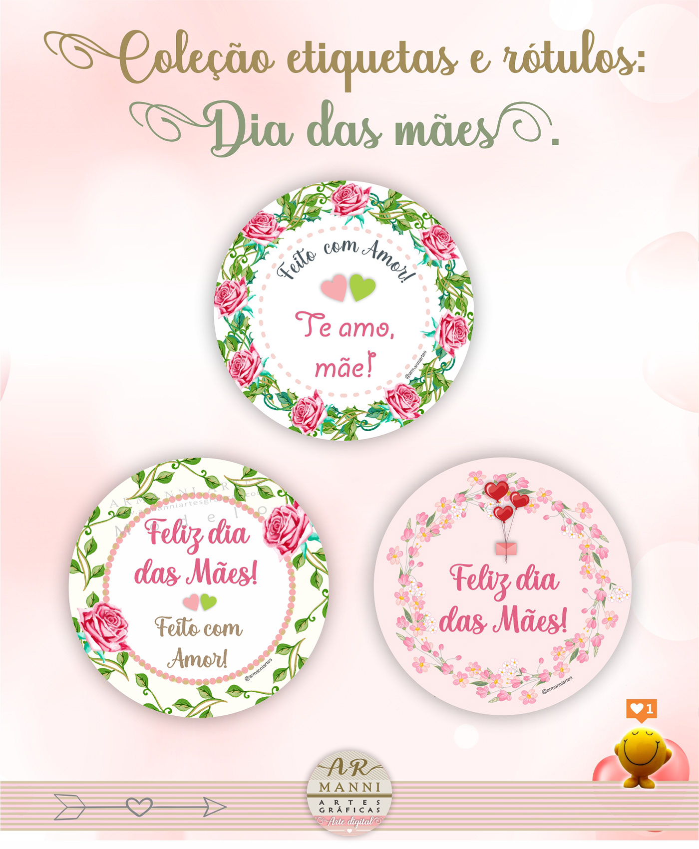 etiqueta Adesivos stickers Digital Art  Graphic Designer design designer gráfico Flowers mother Mother's Day