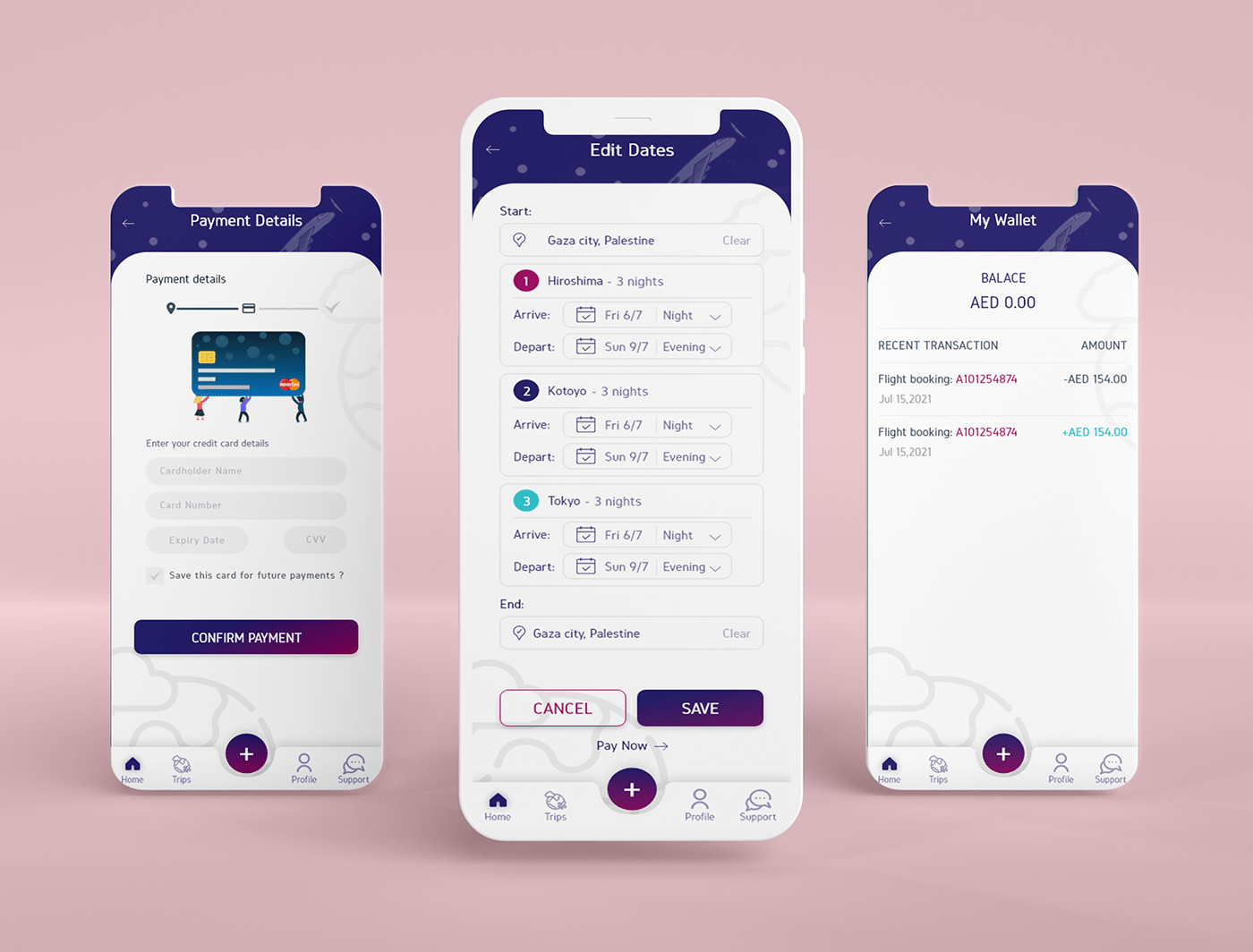 Adobe XD credit card On Boarding payment Payment method Travel trip ui design UI/UX user interface