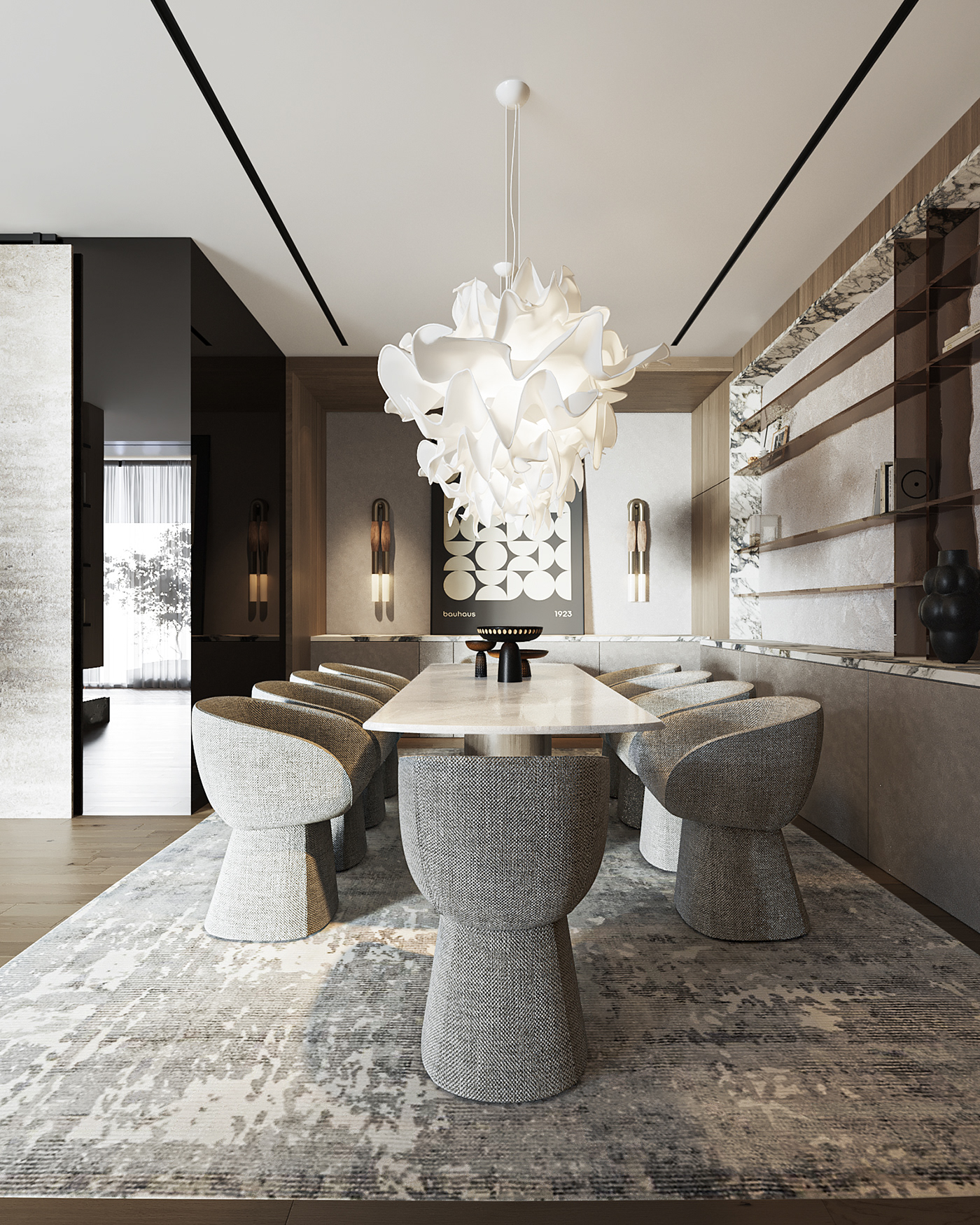 dining room interior design  archviz CGI Villa house dining modern architecture visualization