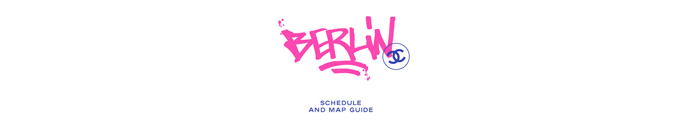 map chanel berlin monument city schedule pink folding leaflet ILLUSTRATION 