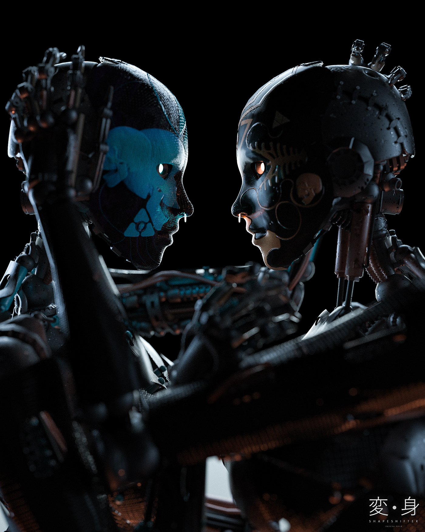 c4d octane 3dart surreal Scifi robot Skeeva Shapeshifter Cyberpunk sci-fi
