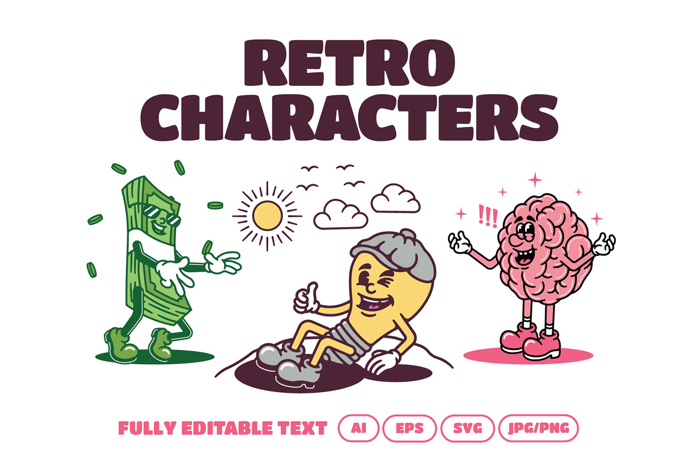 Retro Character design  Character cartoon vector 70s groovy vintage artwork digital illustration