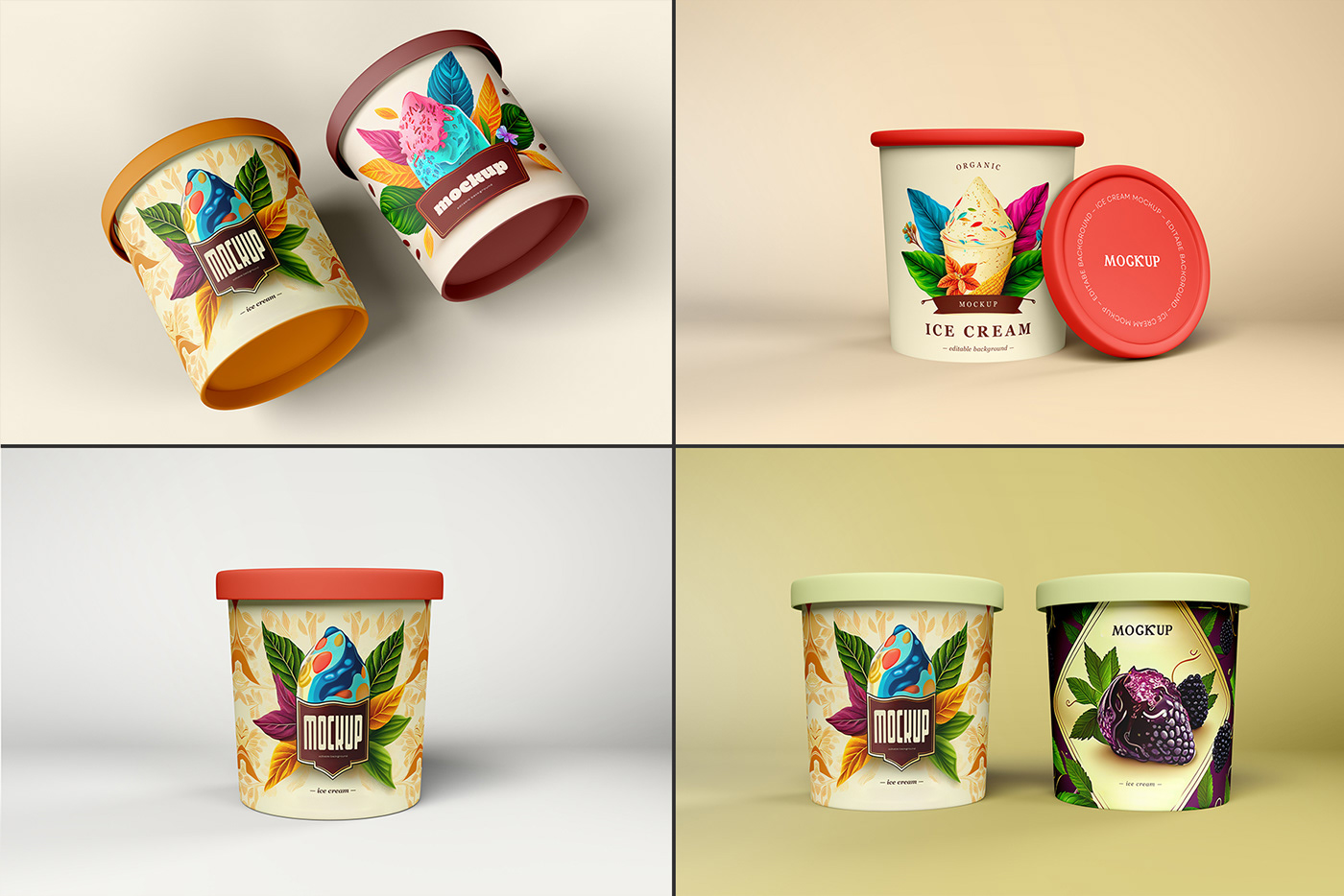 free ice ice cream Mockup package Packaging template
