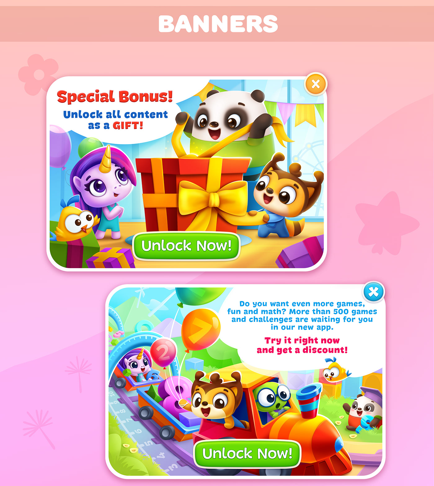 mobile game Character design  Icon screenshot Promotion banner children illustration kids illustration game design  UI/UX
