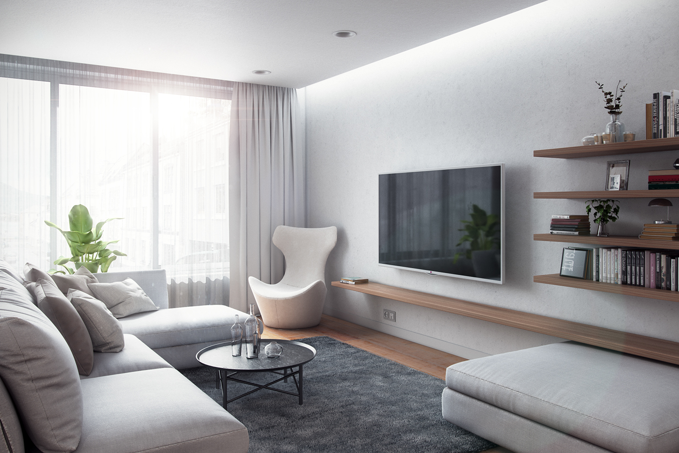 Visualization of living  room  in Modern  style  on Behance