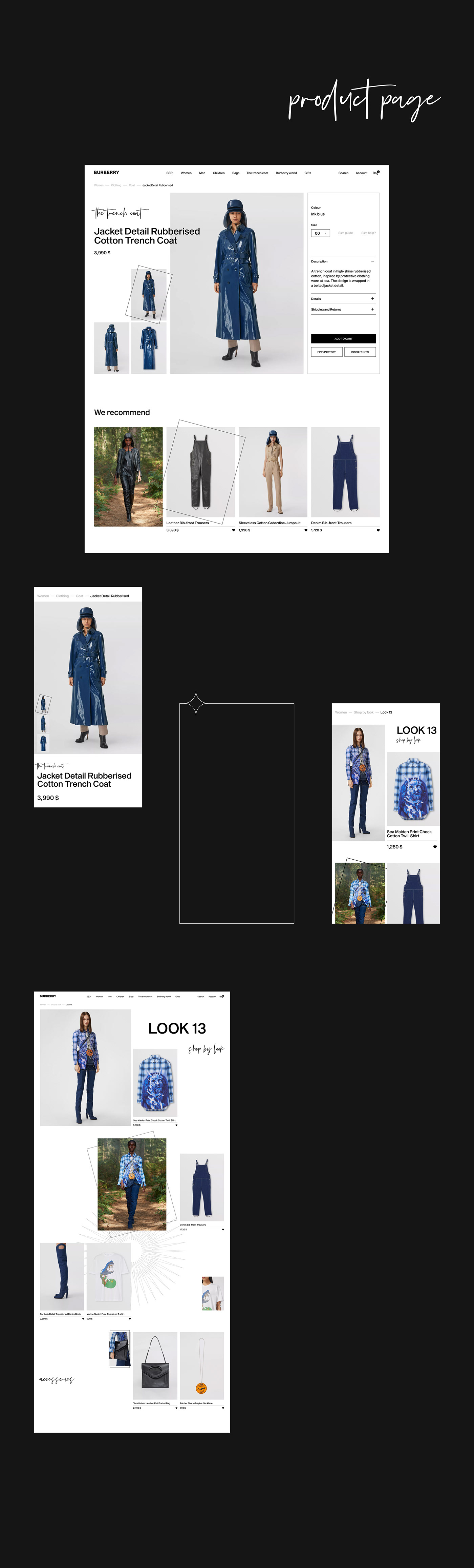 Burberry Fashion  ux/ui e-commerce Minimalism online store redesign redesign concept Web Design  Website