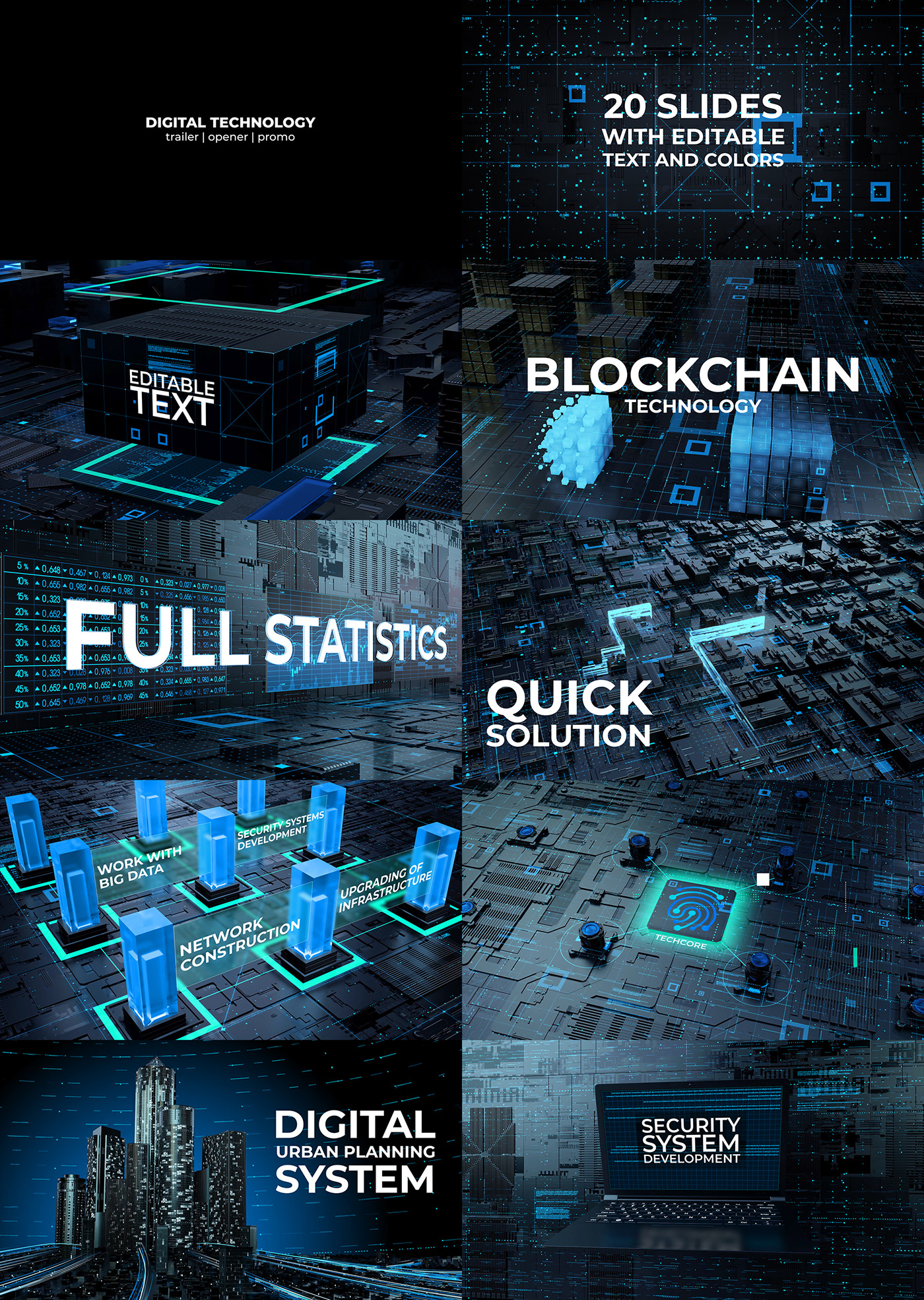 3D corporate cryptocurrency digital map motion opener Technology template trailer