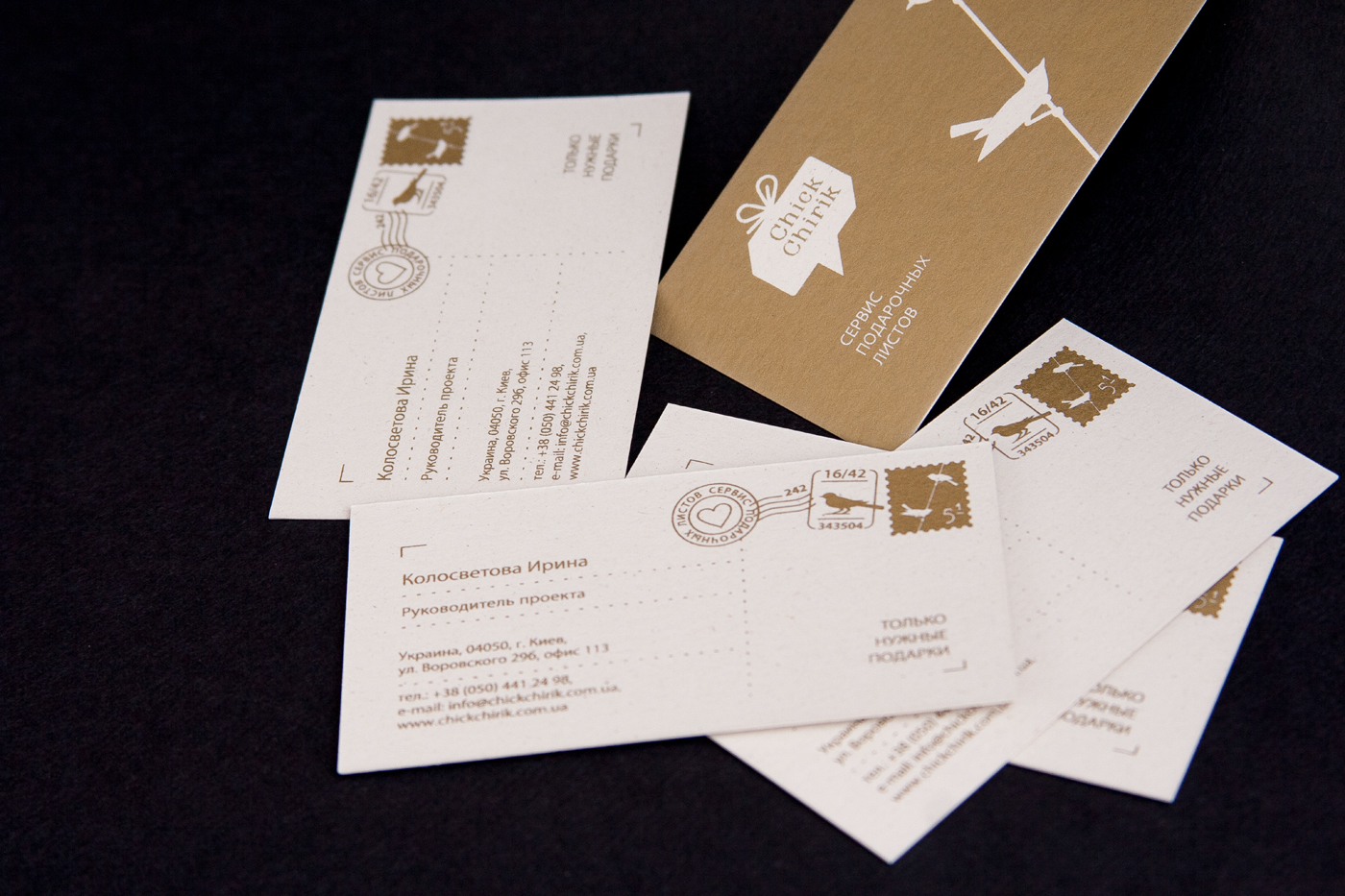 ukraine Business Cards pattern birds pencil envelopes paper bag leaves bubble apple