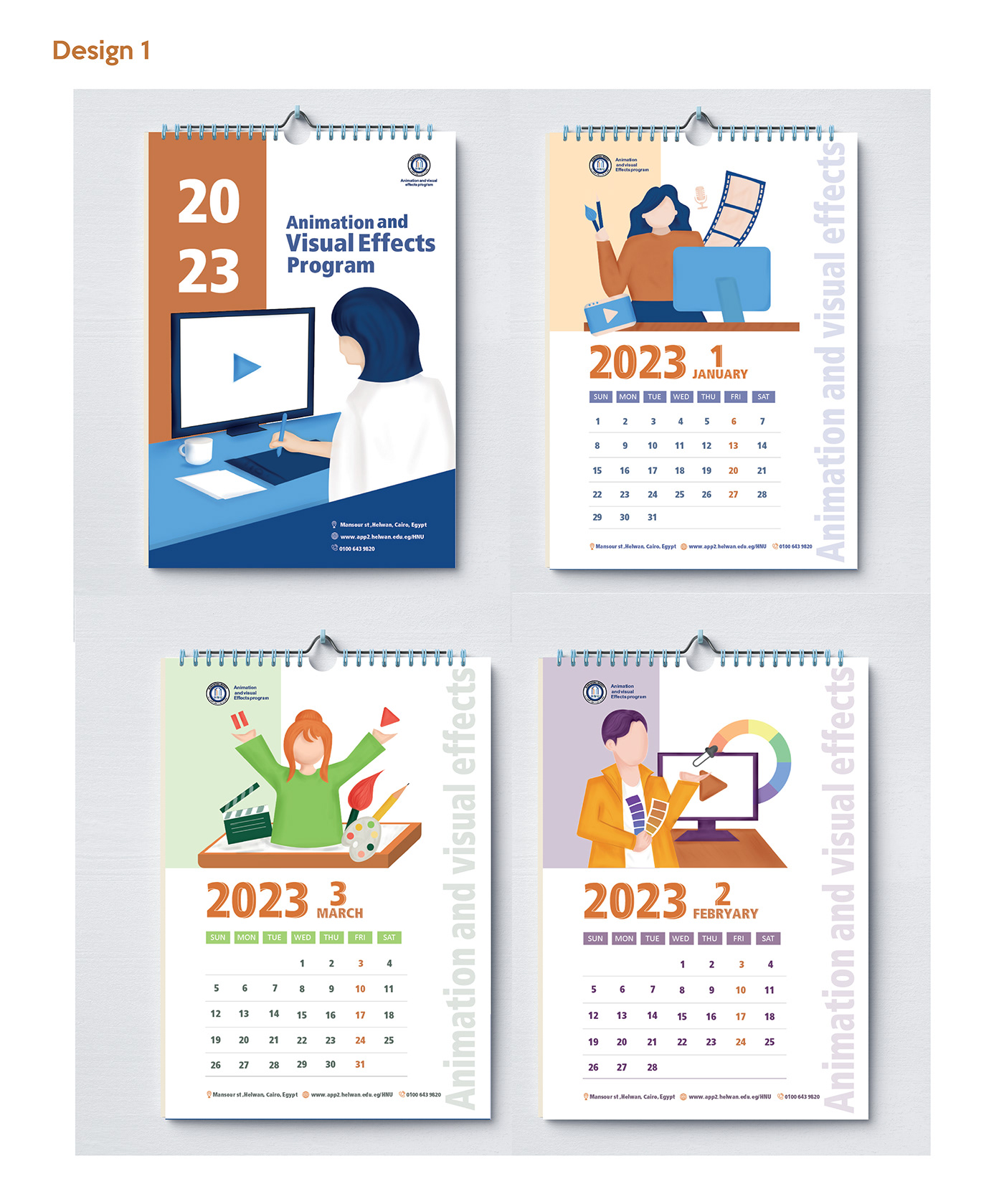 2023 calendar calendar calendar design CALENDER 2023 desk graphic design  happy new year ILLUSTRATION  university project wall calendar