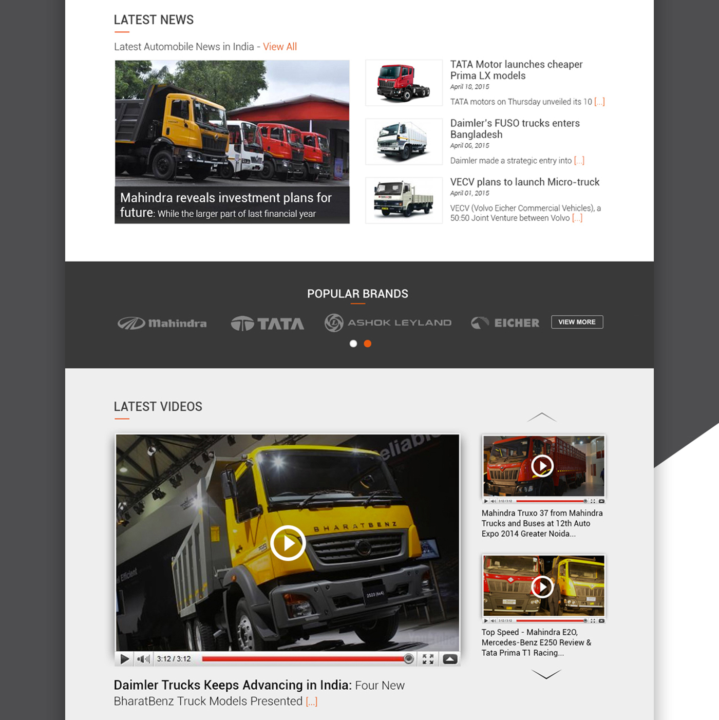 ui design UI Web Truck trucks automobile mini trucks PICKUP home page