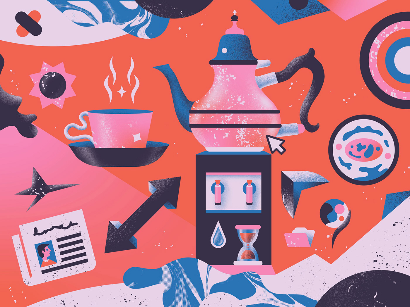 Digital Art  editorial Editorial Illustration ILLUSTRATION  Illustrator magazine Procreate tea teapot textures