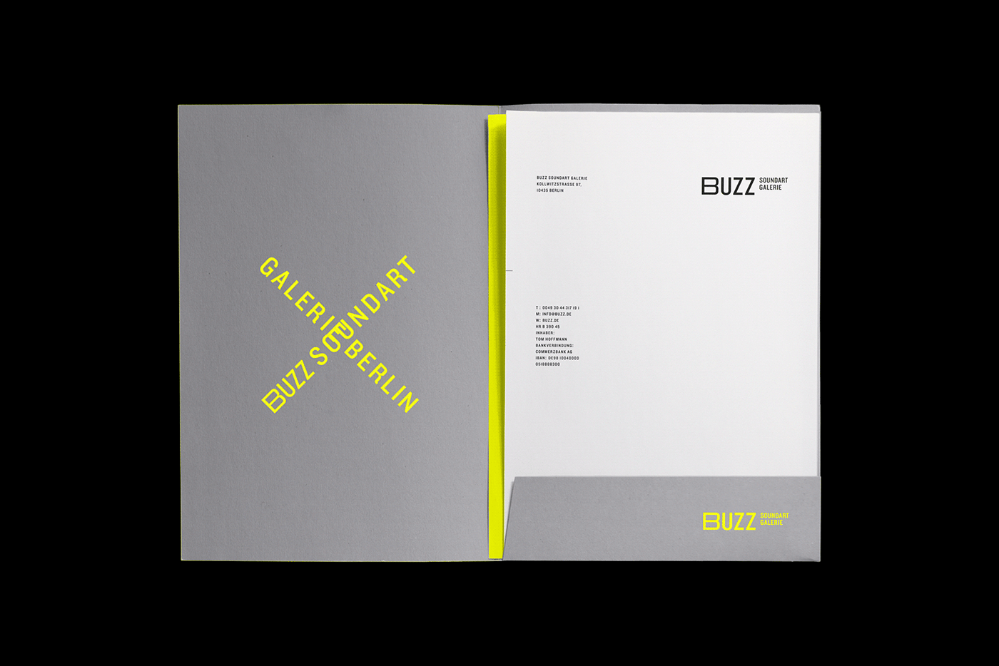 Folder with business paper for Buzz Soundart Galerie