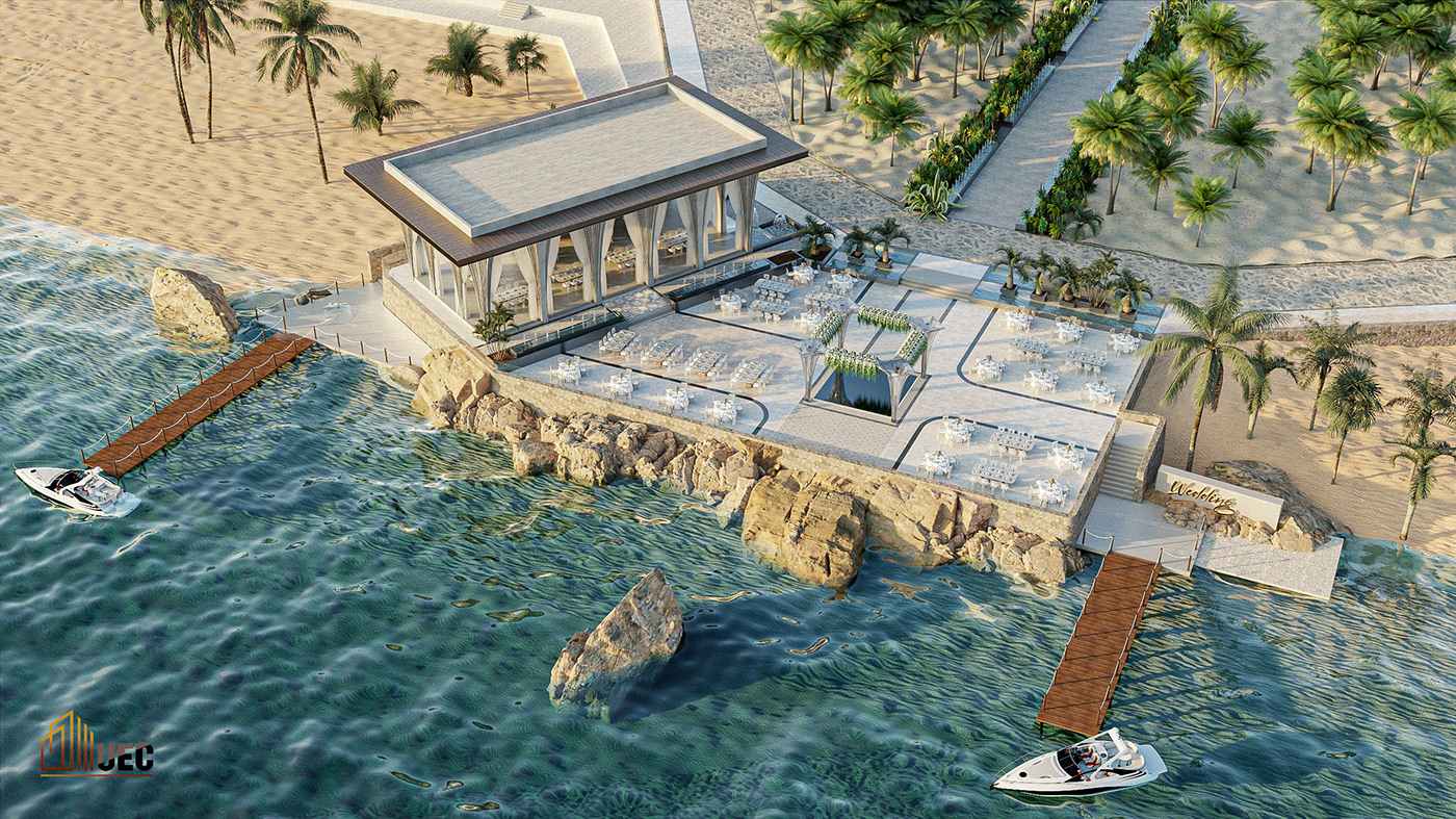 architecture exterior visualization beach 3D archviz Render vray 3ds max