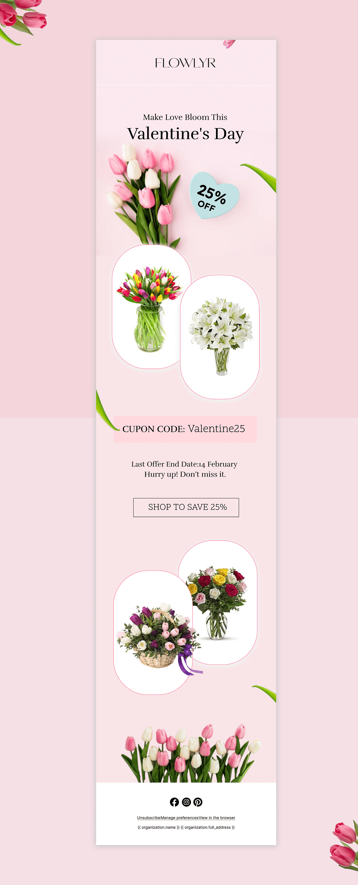 ValentinesEmailDesign flower email design woman'sday email Email Design newsletter flowershop