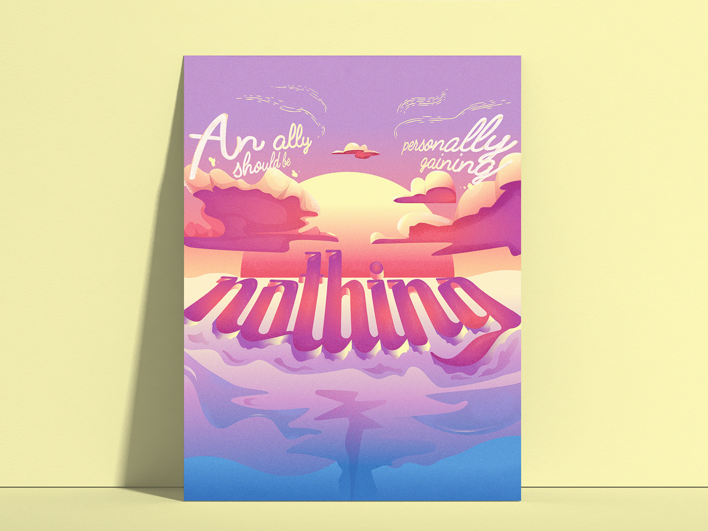 ally allyship Calligraphy   clouds sunset typography   vintage