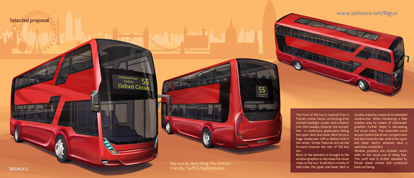 bus London double-decker city bus sketch concepts