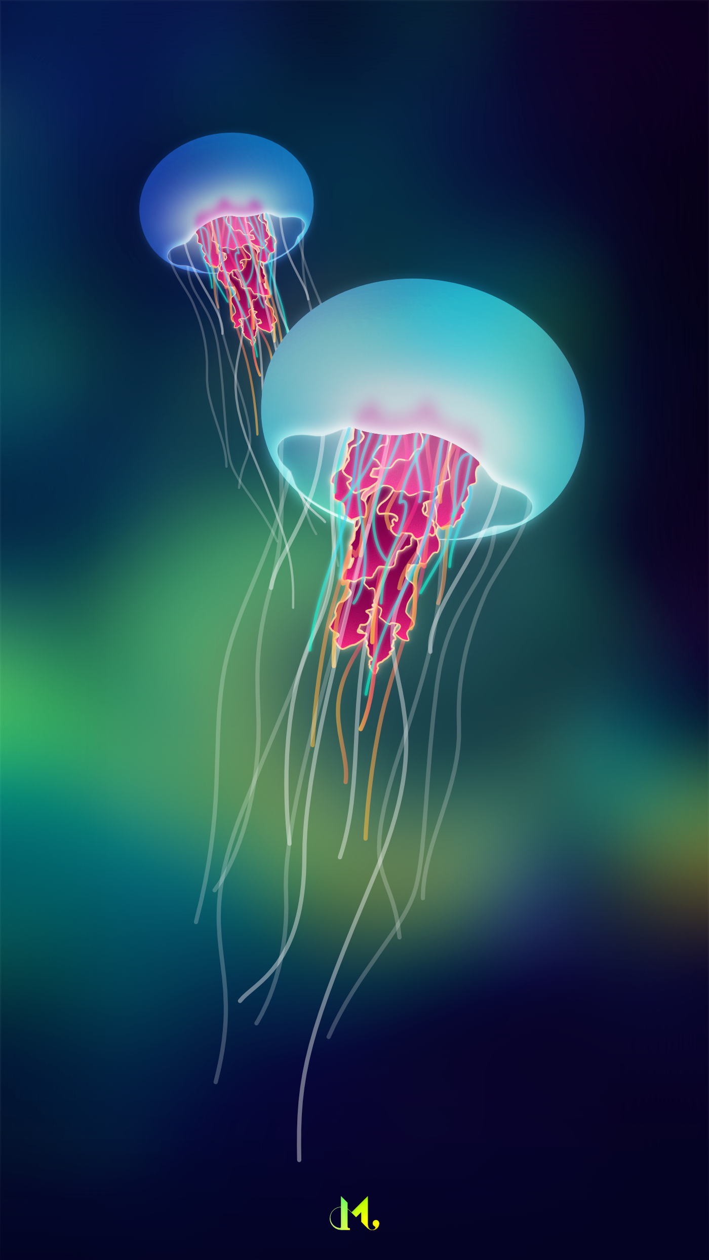 jellyfish flat blurred art vector vector art