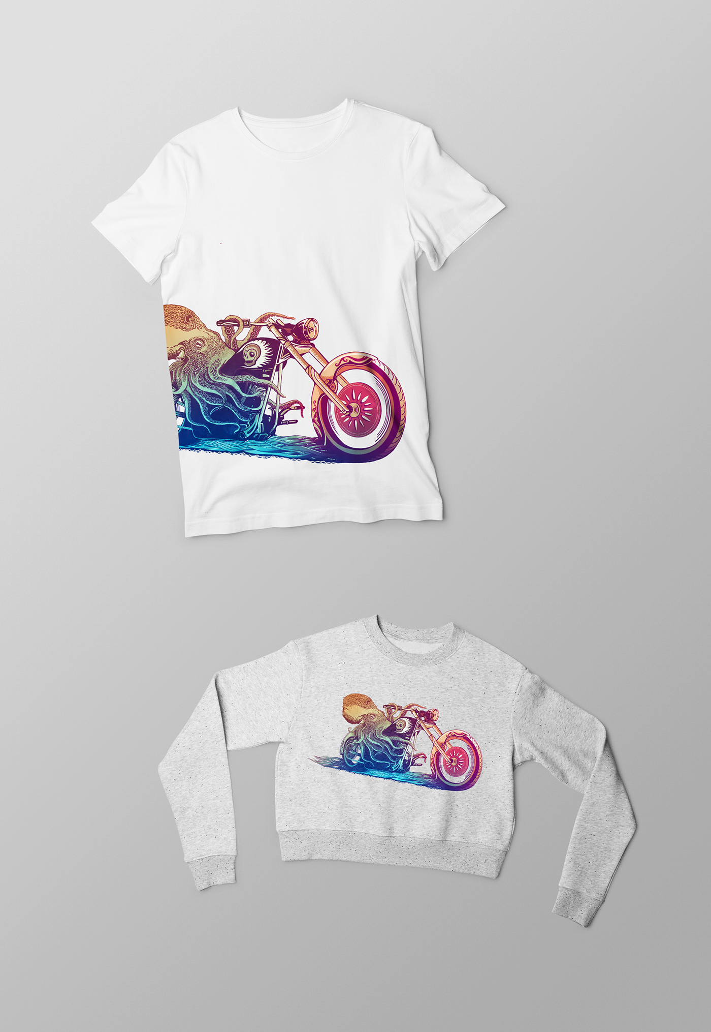 t-shirt octopus chopper print Clothing characters illustrations