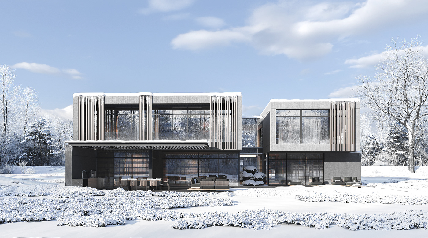 snow winter archviz CGI visualization exterior