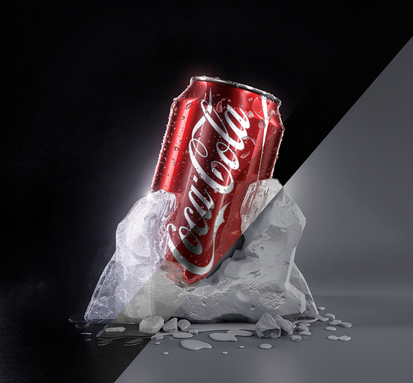 3D Coca Cola visual Posted ad drink ice Liquid product red
