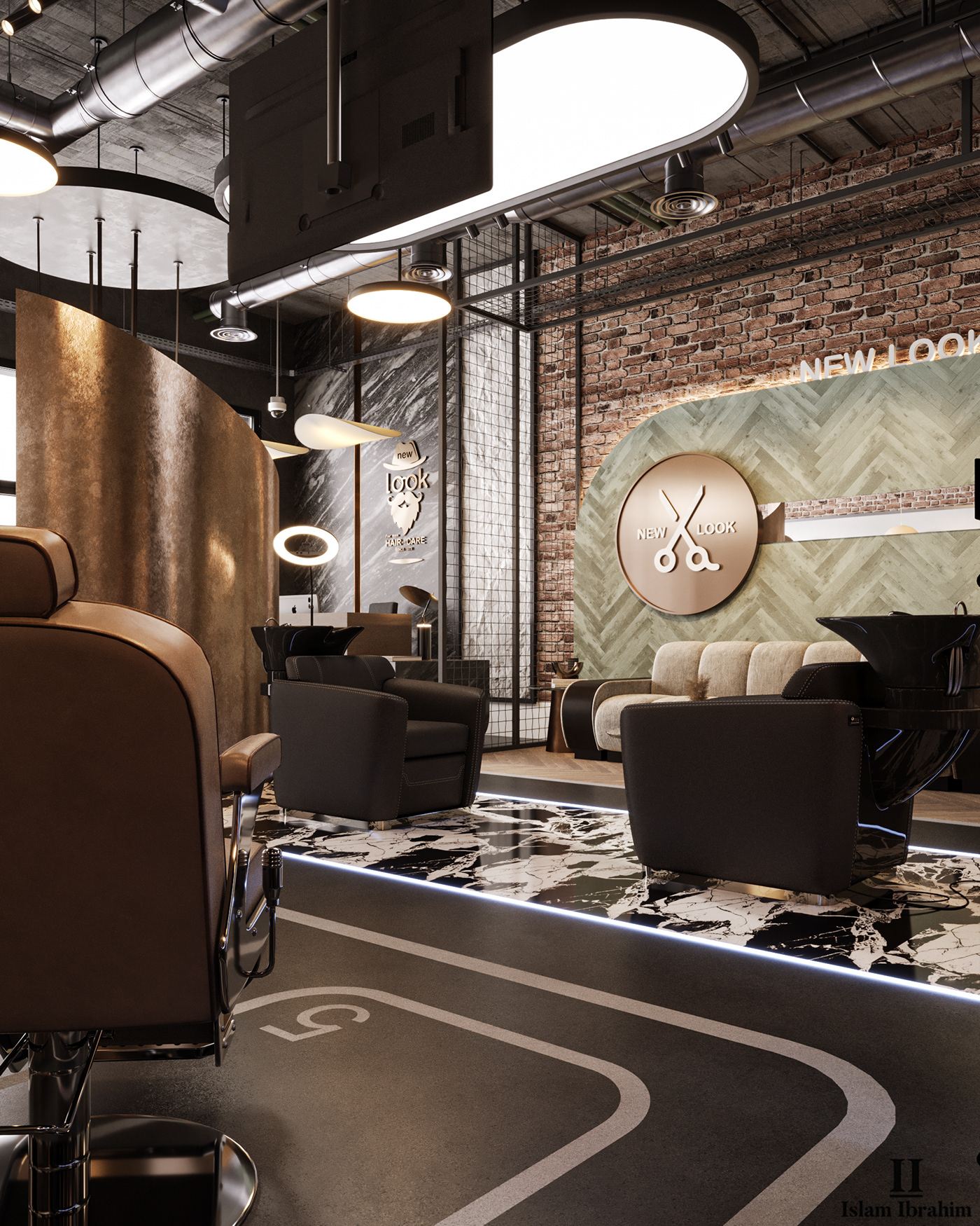 barber Buisness design interior design  commercial architecture modern visualization luxury salon