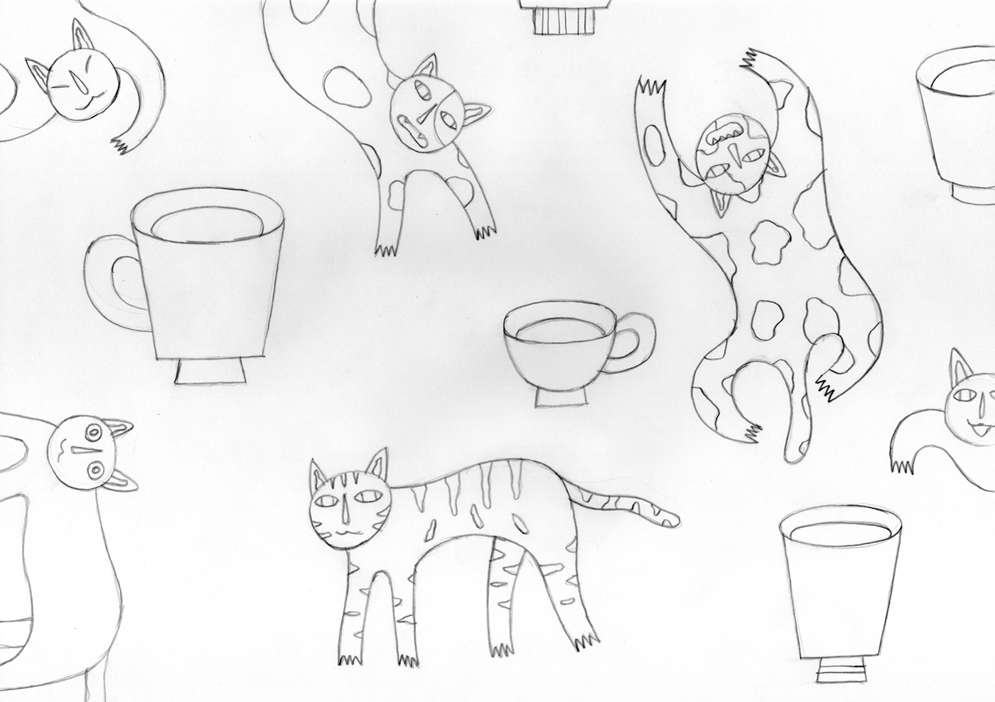 Cat Digital Art  ILLUSTRATION  digital illustration Drawing  Character design  cartoon artwork painting   tea