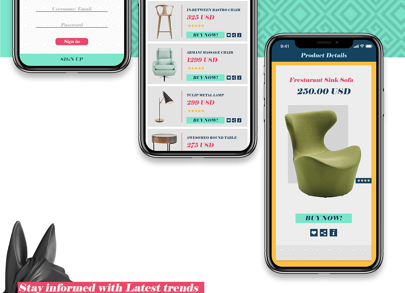 app online Shopping Interior designer furniture clean minimalist e-commerce