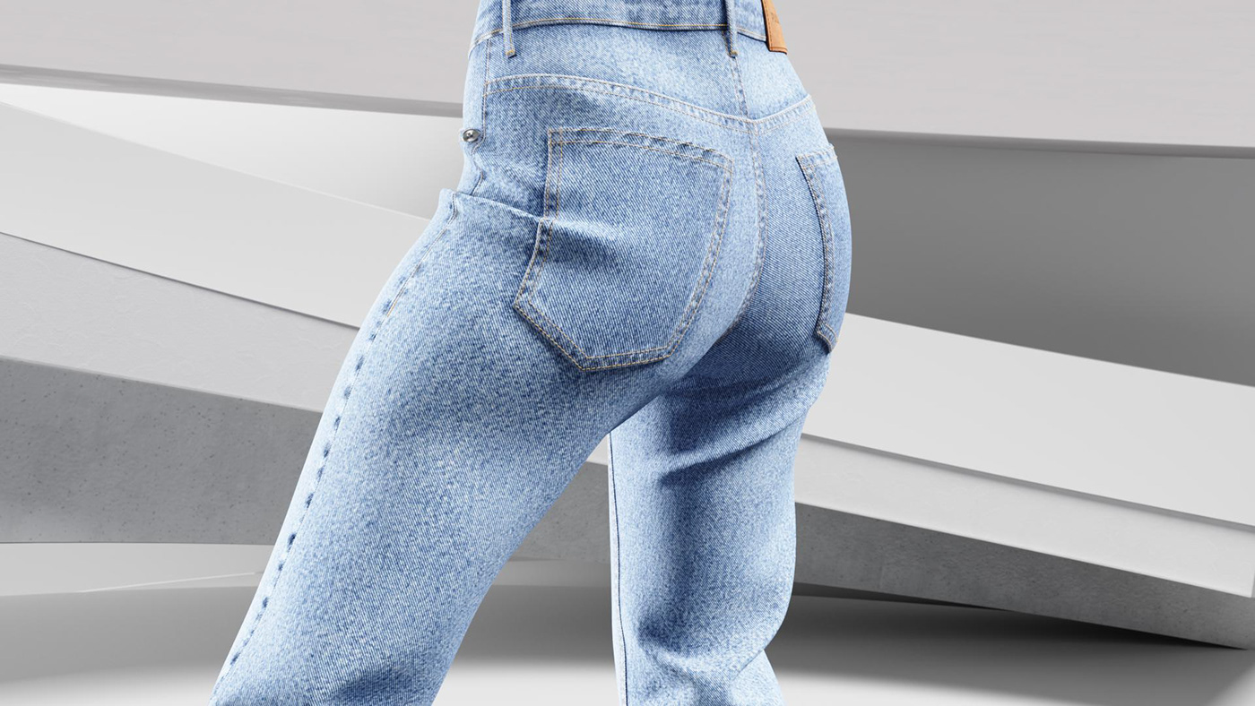 3D Advertising  CGI Clothing design Fashion  jeans Menswear textile womenswear