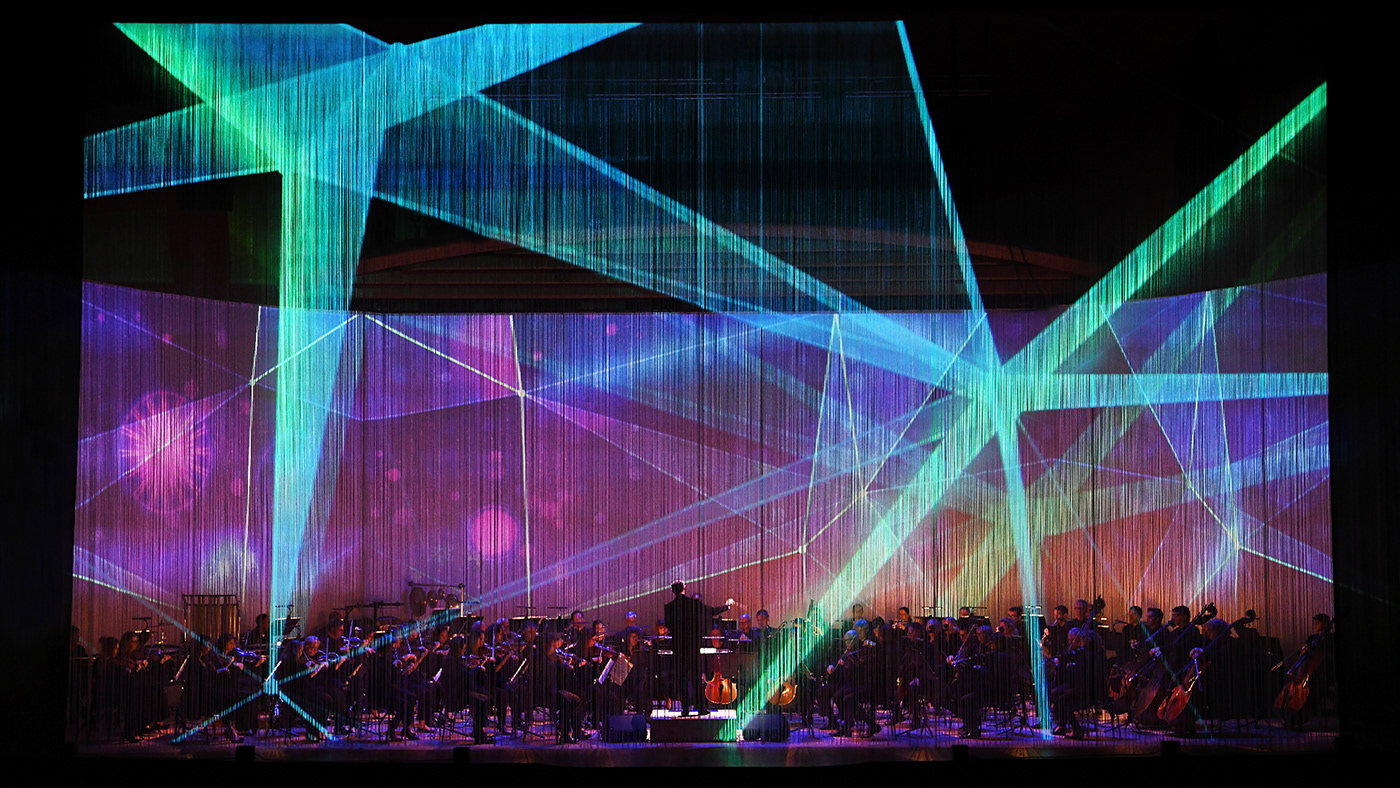 classsical Stage orchestra video Mapping motion set design 