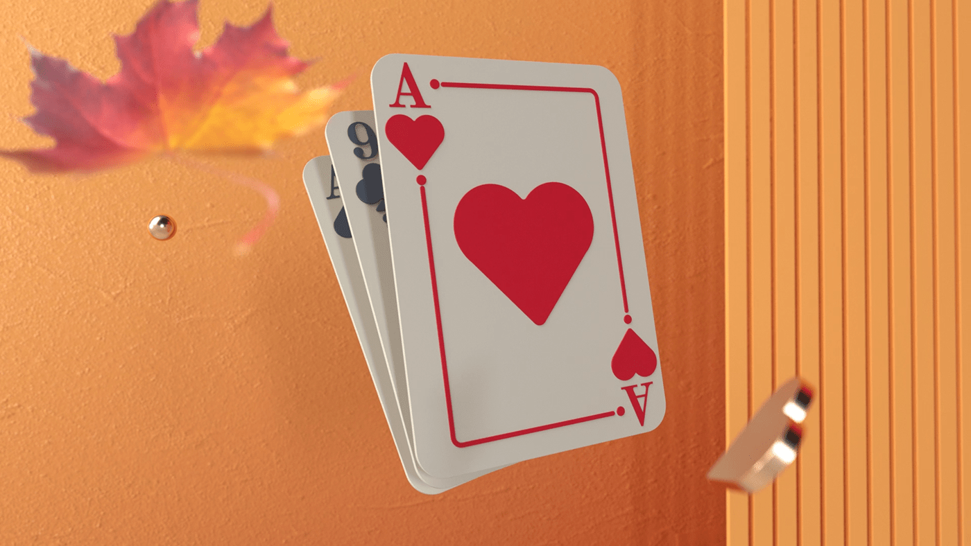 autumn c4d casino octane yellow leaf 3D designe gambling motion graphics 
