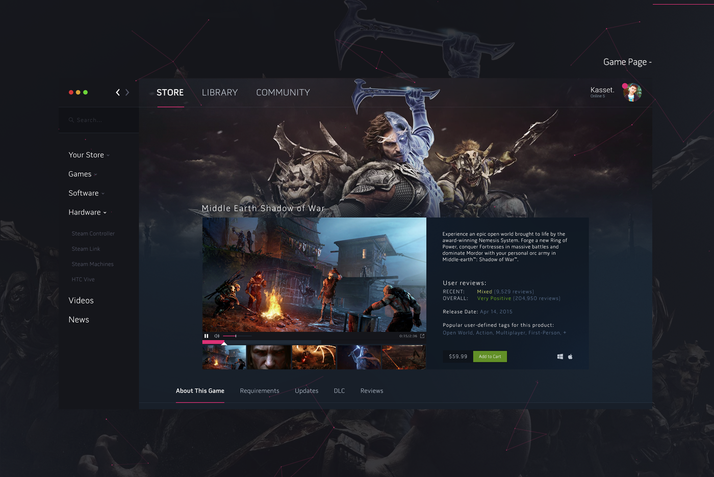 Steam store Valve Web Design  UI/UX interactive re-design concept Gaming Gamer