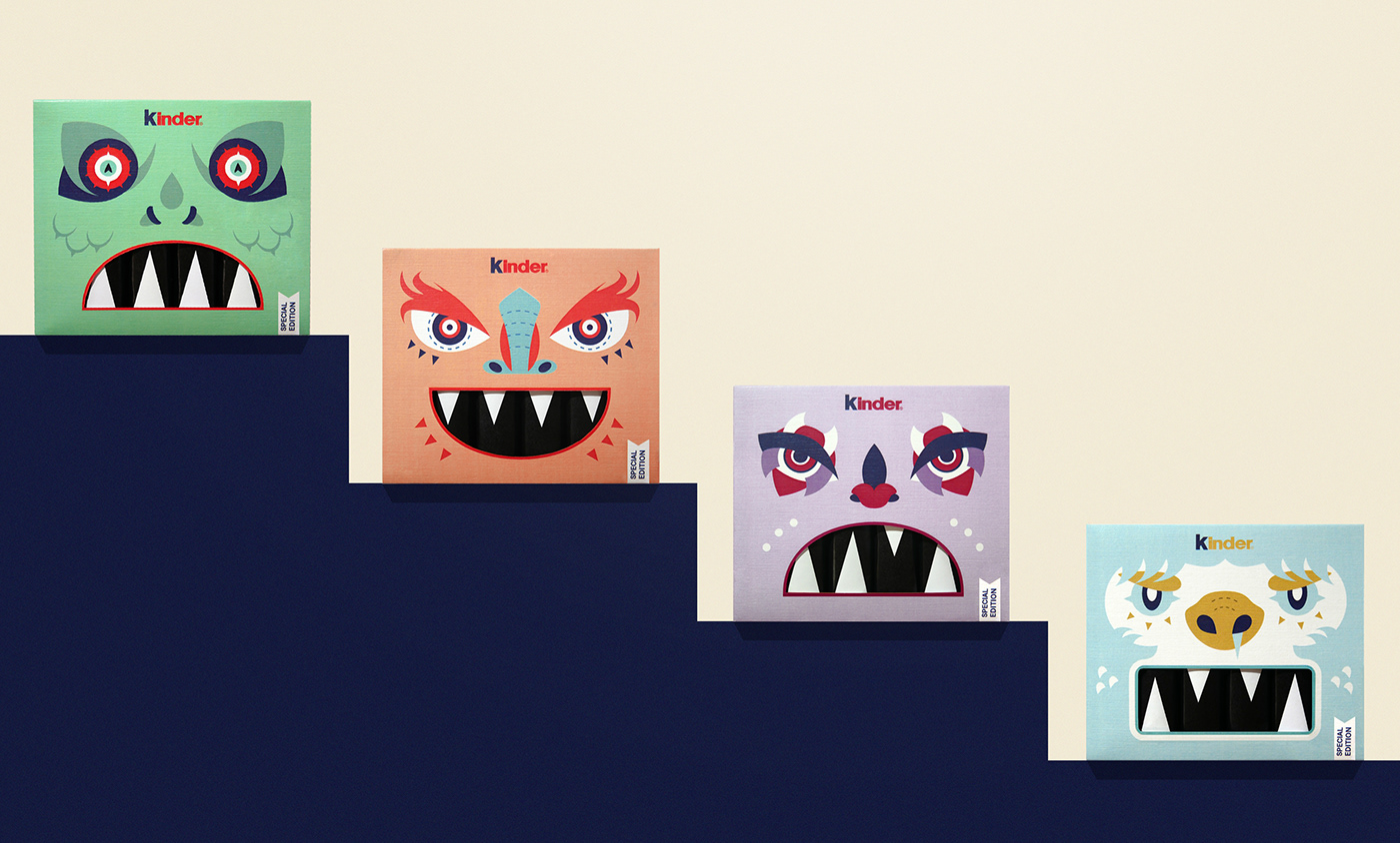 monster package kinder graphic design  veronika végh branding  package design  product children game