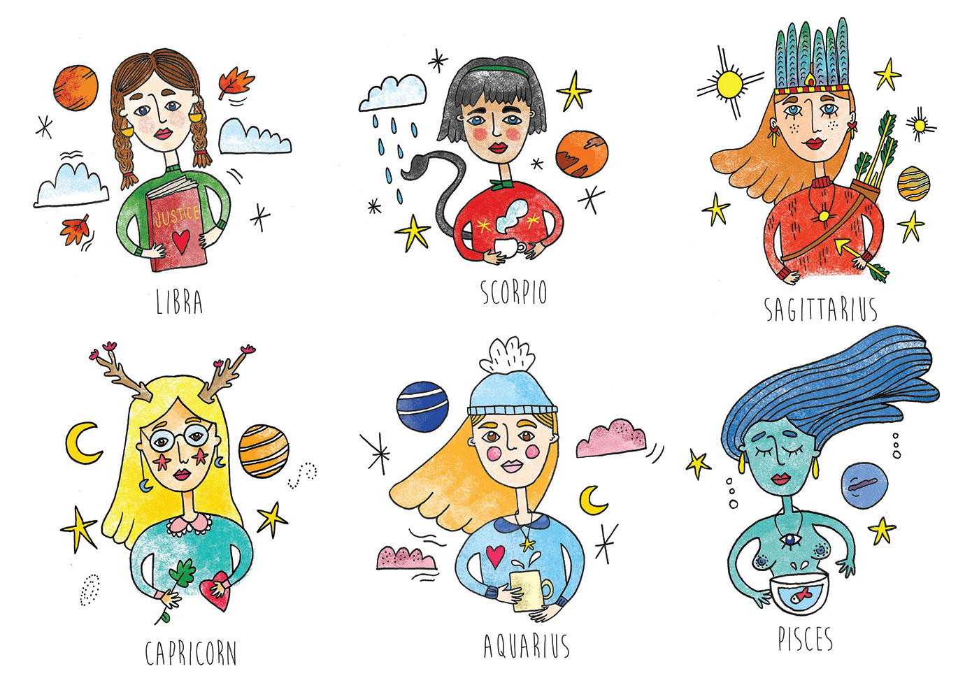 Horoscope Astro Astrology magazine ILLUSTRATION  dessin