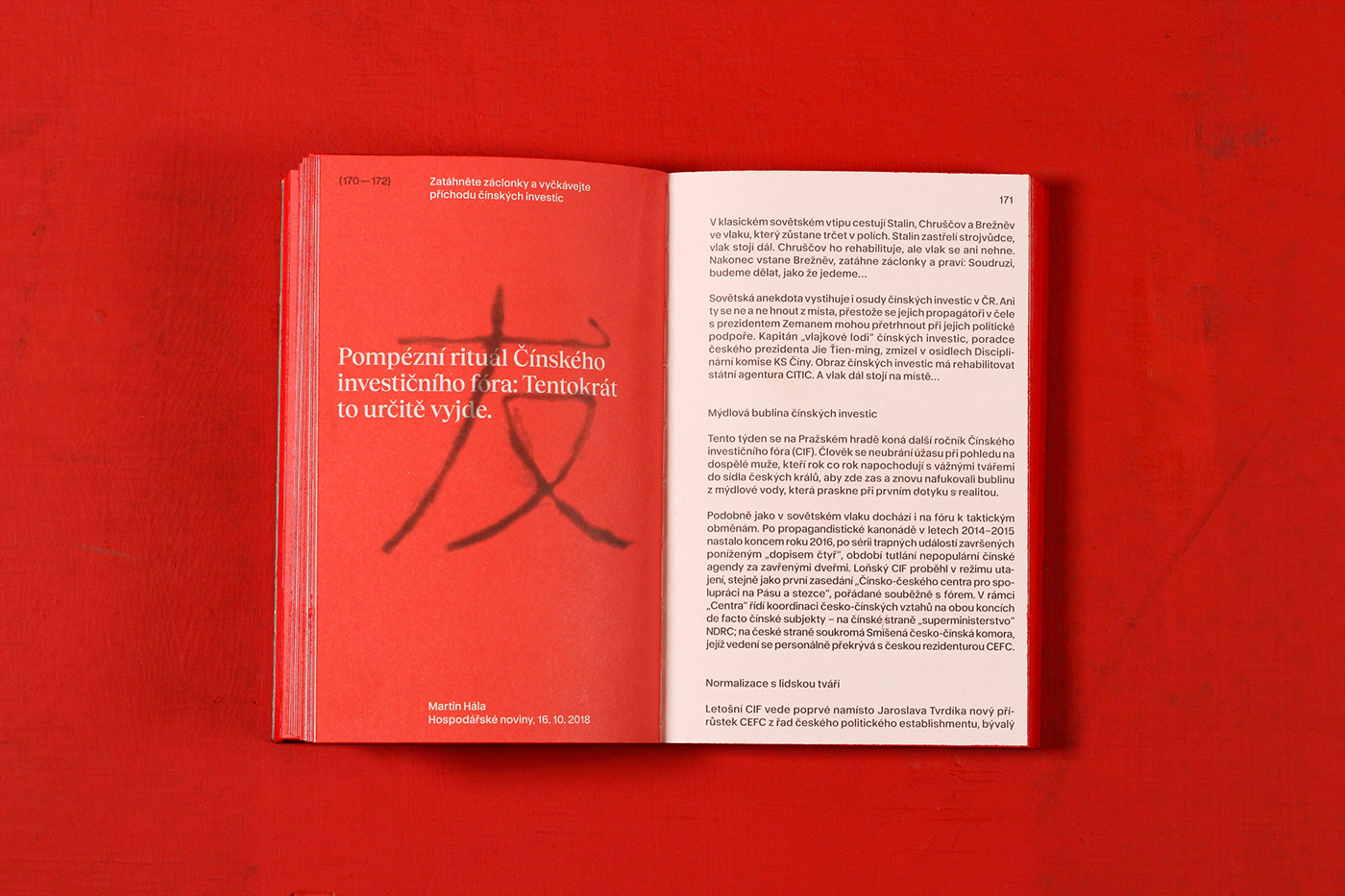 book china Czech newspaper paperback politics print red stamp typography  