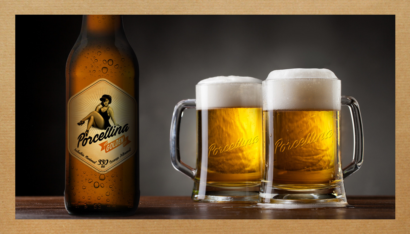 cerveza porcellina Cerveza Artesanal etiqueta cerveza Identidad de marca ilustracion
