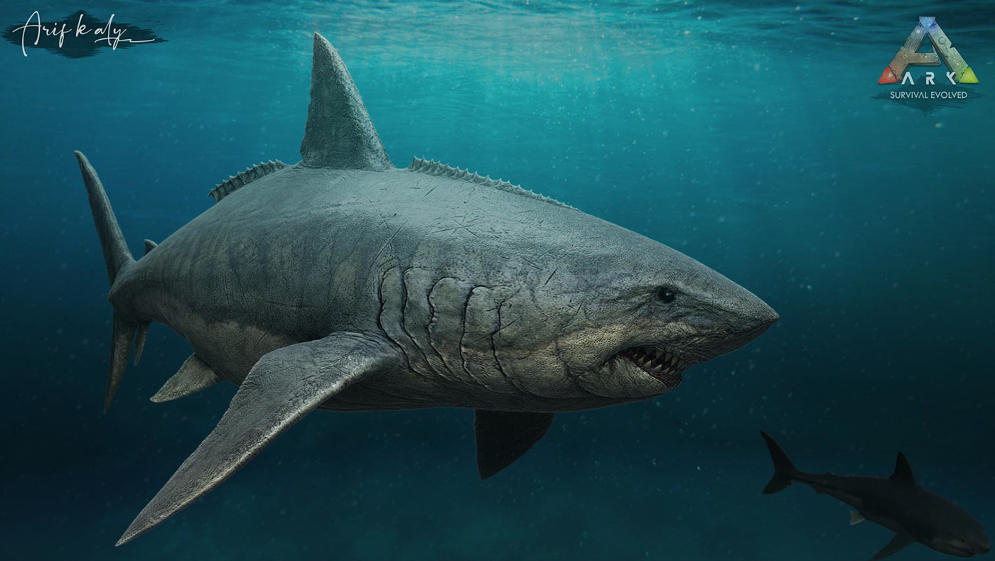 prehistoric ark Zbrush 3d render fish survival stylized meg sea creature Evolved