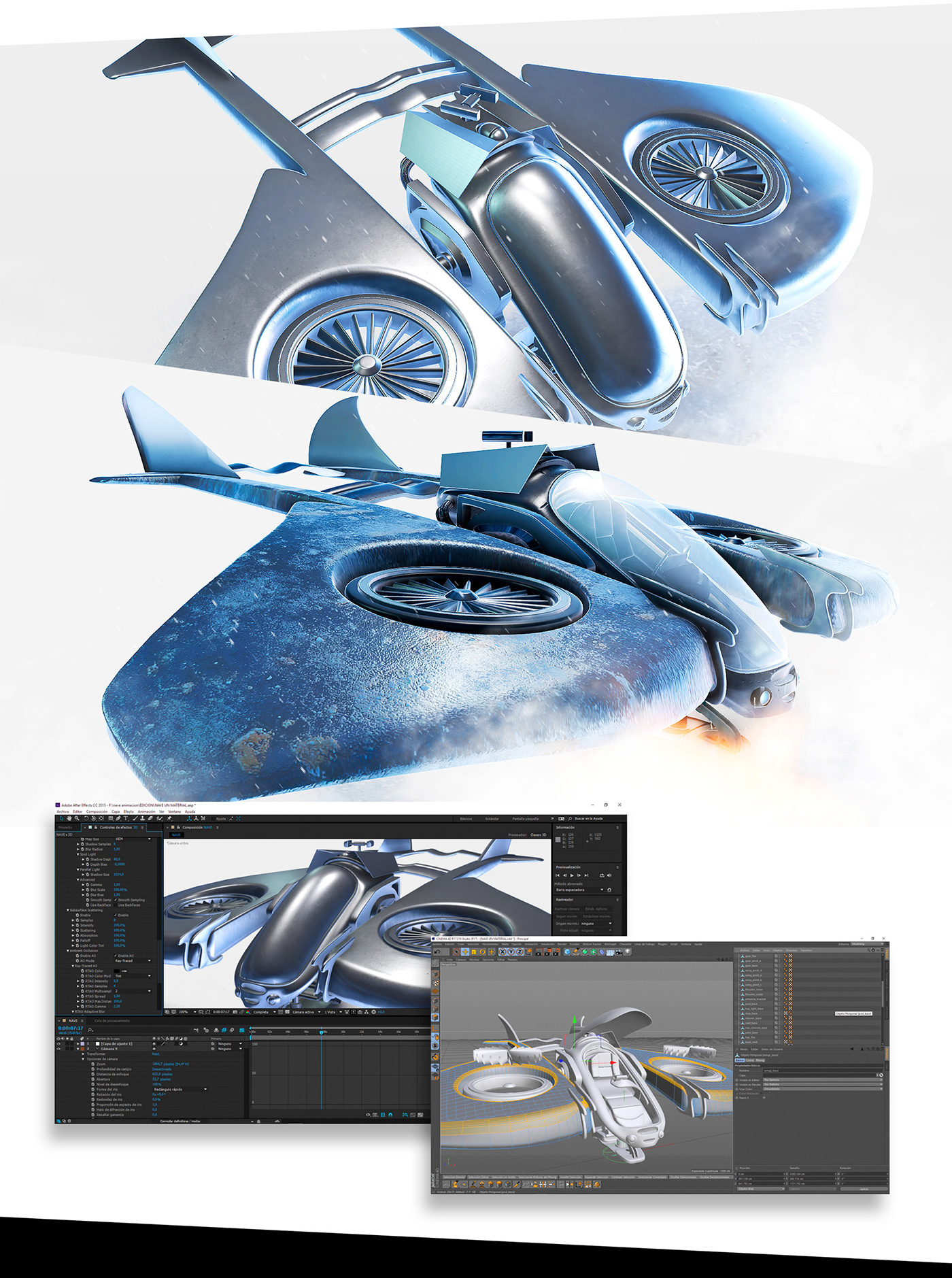 3D motion spaceship oscar creativo animacion 3d 2D
