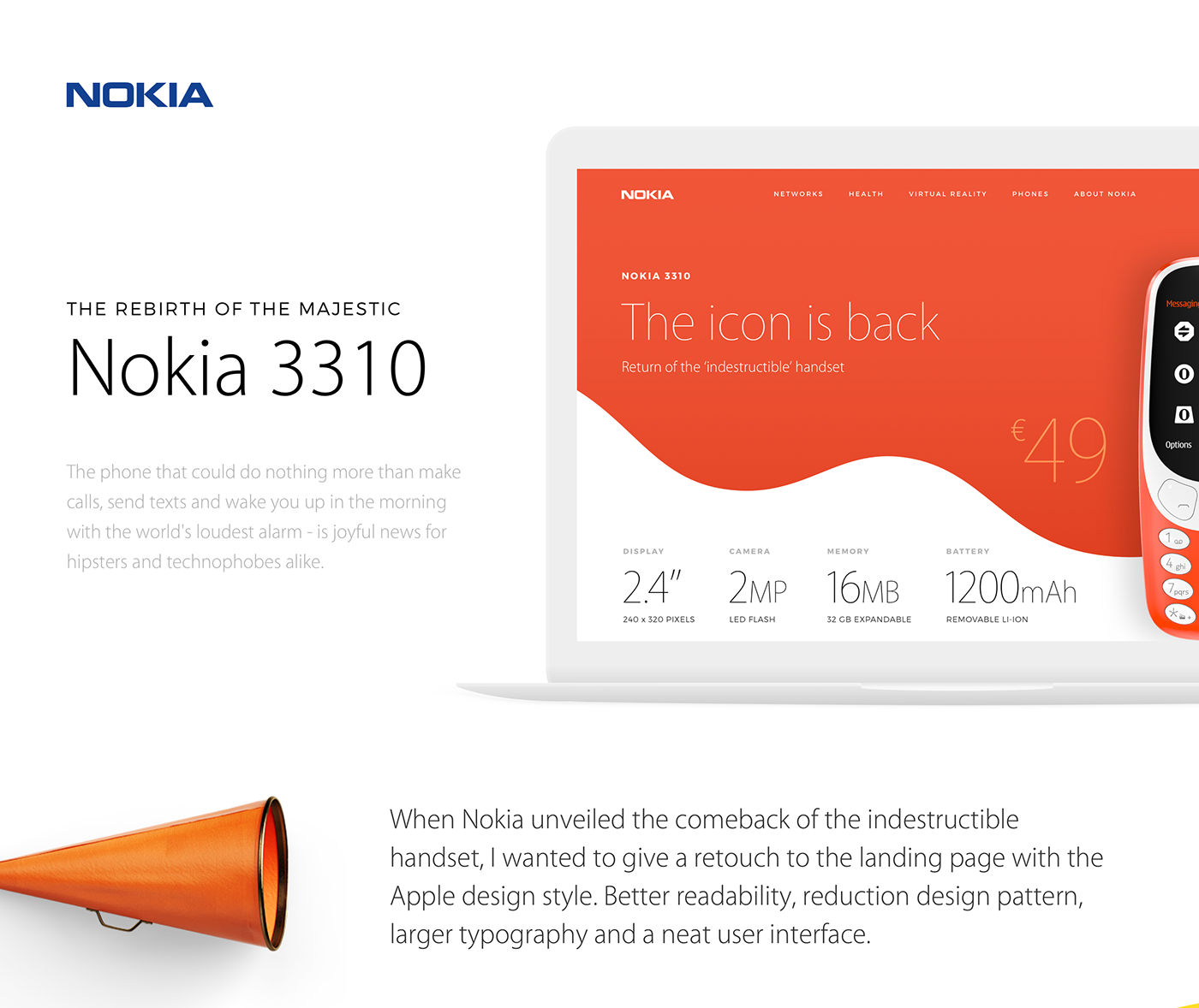 nokia 3310 nokia redesign concept red user experience landing page interactive design mobile